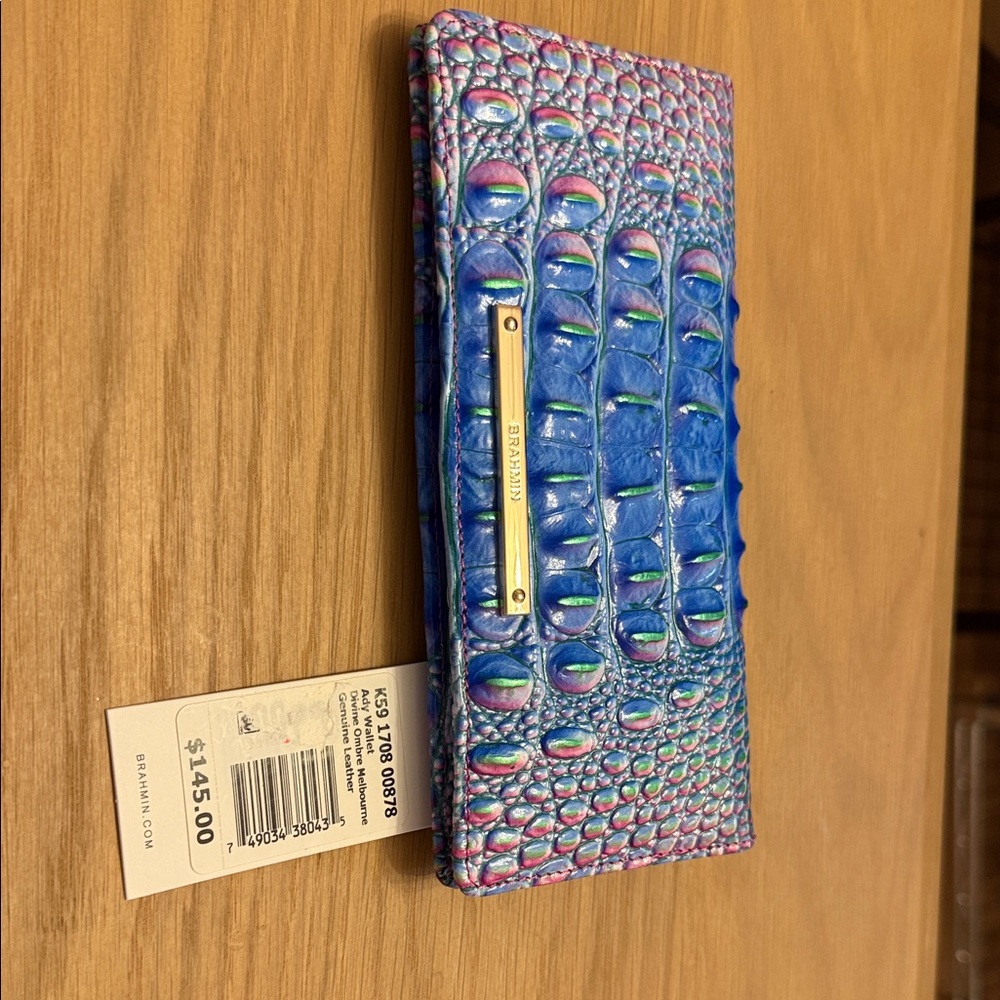 Brahmin Vibrant Blue Embossed Wallet